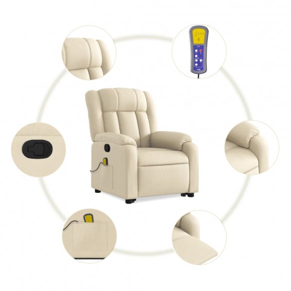 Fauteuil inclinable de massage Crème Tissu