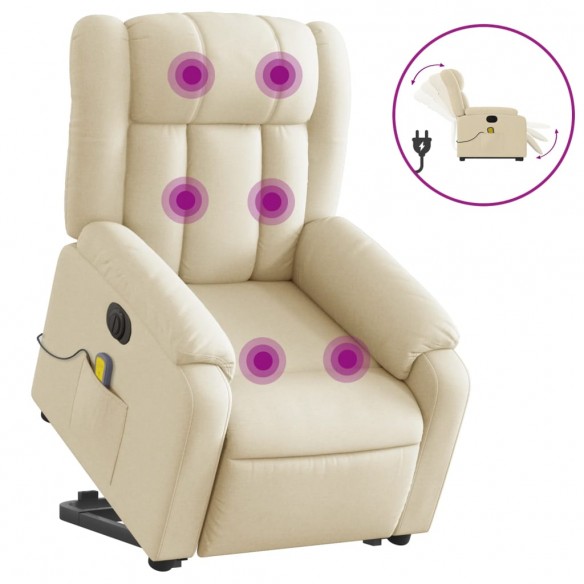 Fauteuil inclinable de massage électrique Crème Tissu