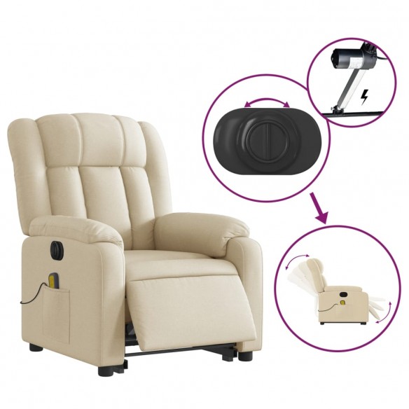 Fauteuil inclinable de massage électrique Crème Tissu