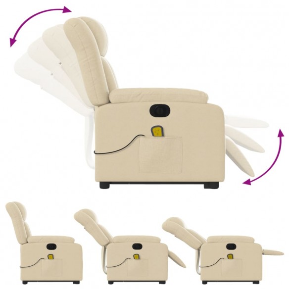 Fauteuil inclinable de massage électrique Crème Tissu