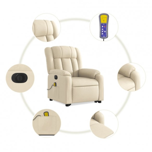 Fauteuil inclinable de massage électrique Crème Tissu