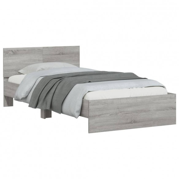 Cadre de lit avec tête de lit sonoma gris 100x200 cm