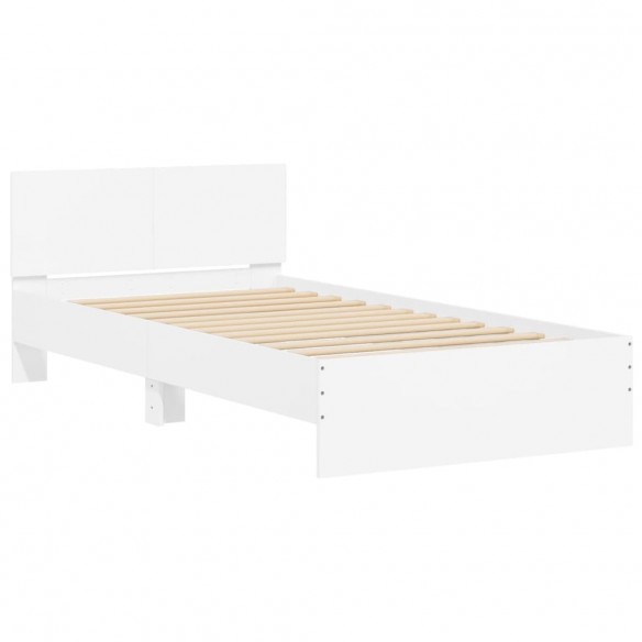 Cadre de lit et tête de lit blanc 100x200 cm bois d'ingénierie
