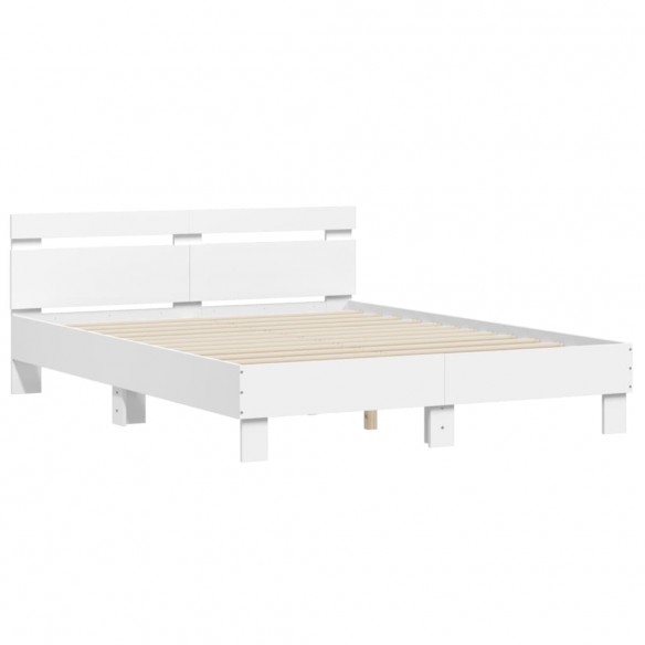 Cadre de lit avec tête de lit blanc 140x190cm bois d'ingénierie