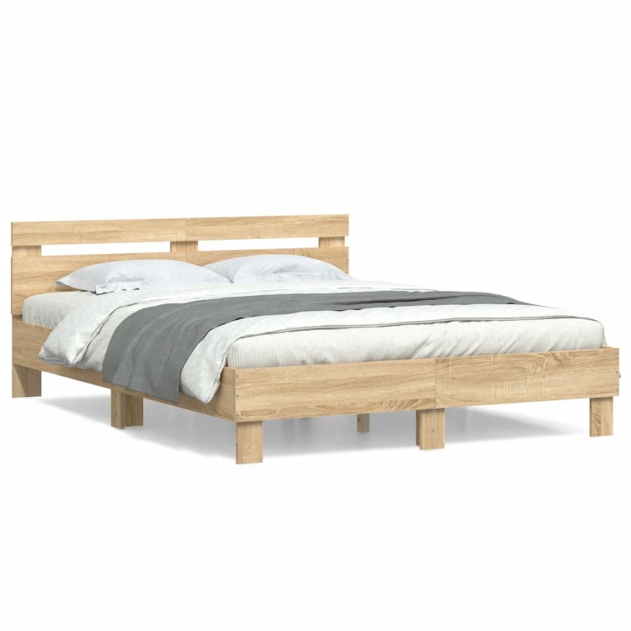 Cadre de lit avec tête de lit chêne sonoma 140x190 cm