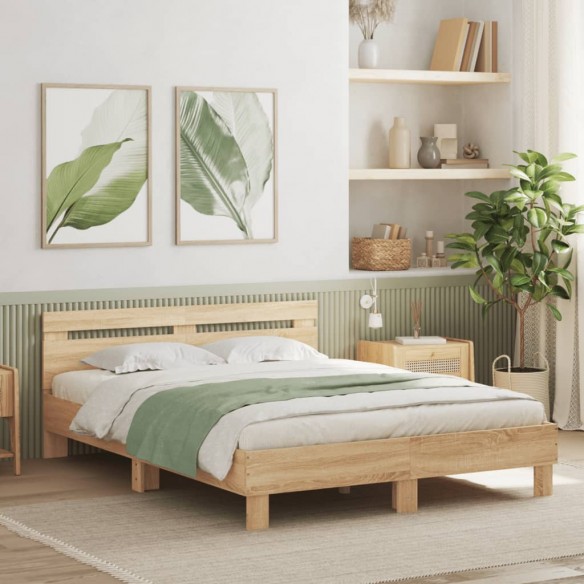 Cadre de lit avec tête de lit chêne sonoma 140x190 cm