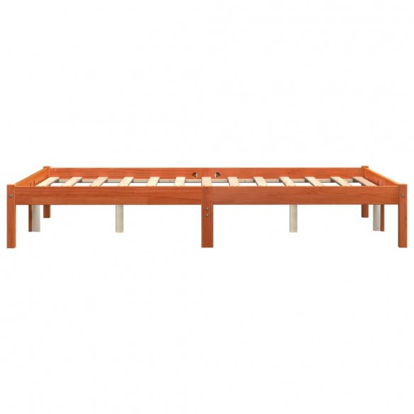 Cadre de lit cire marron 135x190 cm bois de pin massif