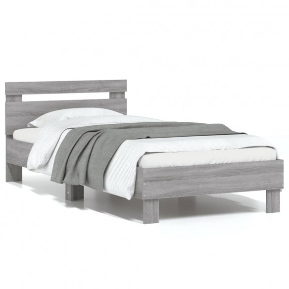 Cadre de lit tête de lit sonoma gris 90x190 cm bois ingénierie