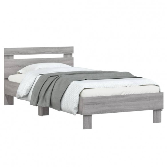 Cadre de lit tête de lit sonoma gris 90x190 cm bois ingénierie