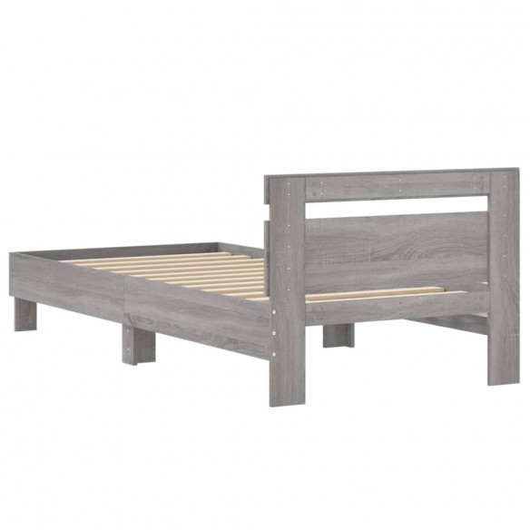 Cadre de lit tête de lit sonoma gris 90x190 cm bois ingénierie