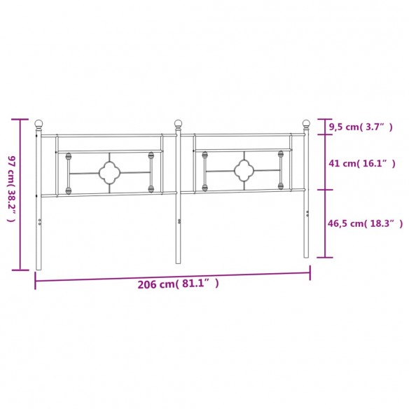 Tête de lit métal blanc 200 cm