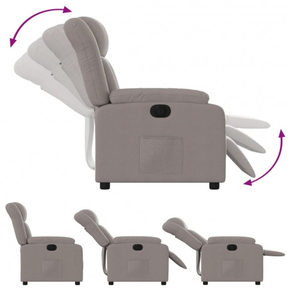 Fauteuil inclinable électrique Taupe Tissu