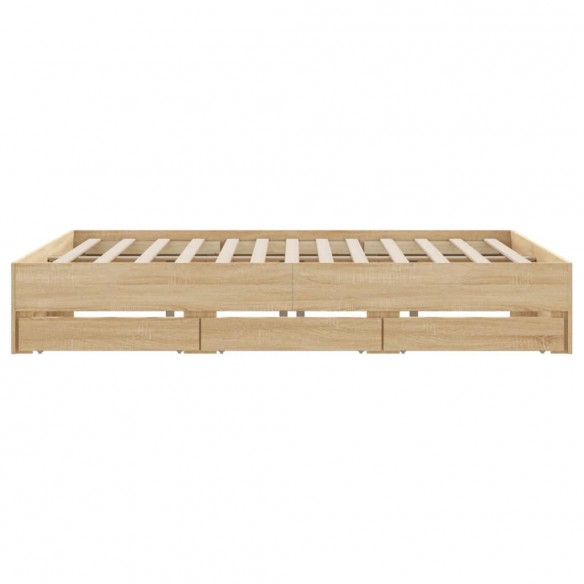 Cadre de lit à tiroirs chêne sonoma 180x200cm bois d'ingénierie