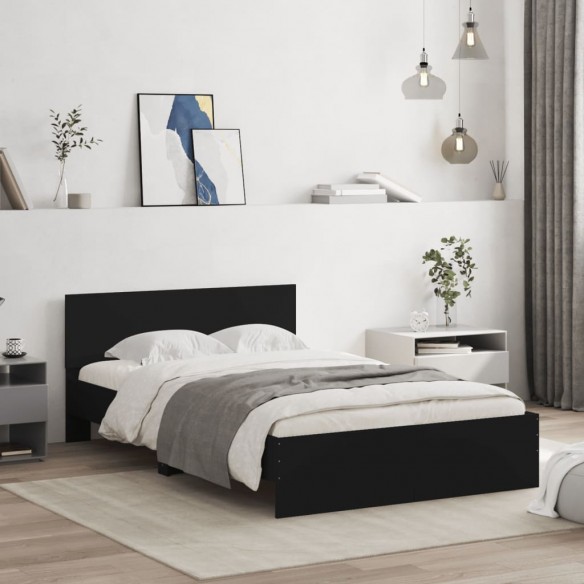 Cadre de lit avec tête de lit noir 120x190 cm