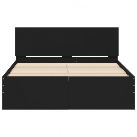 Cadre de lit avec tête de lit noir 120x190 cm