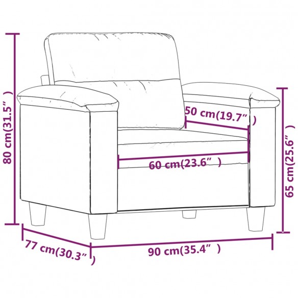 Chaise de canapé noir 60 cm tissu microfibre