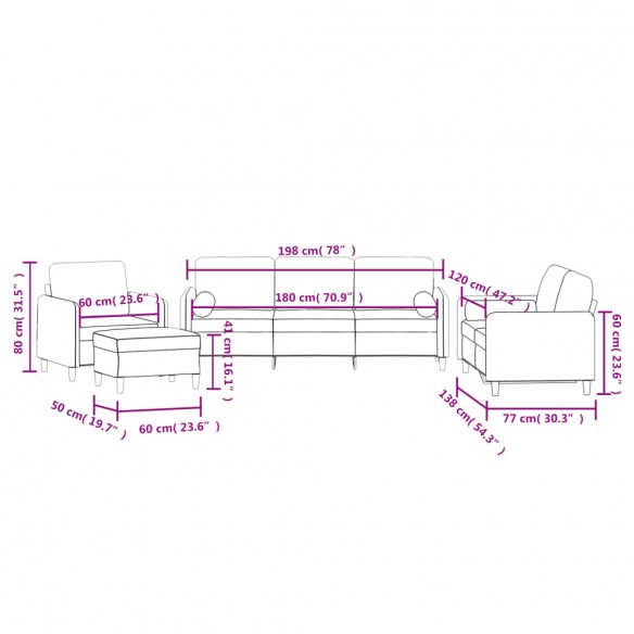 Ensemble de canapés 4 pcs avec coussins gris foncé velours