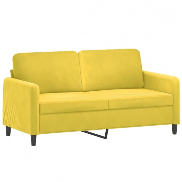 Canapé 2 places avec oreillers décoratifs jaune 140 cm velours