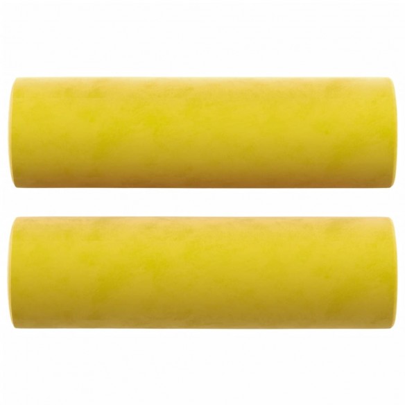 Canapé 2 places avec oreillers décoratifs jaune 140 cm velours