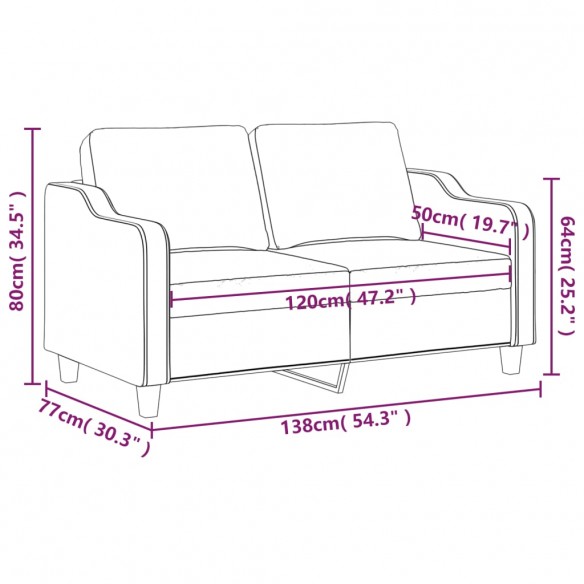 Canapé à 2 places Crème 120 cm Tissu