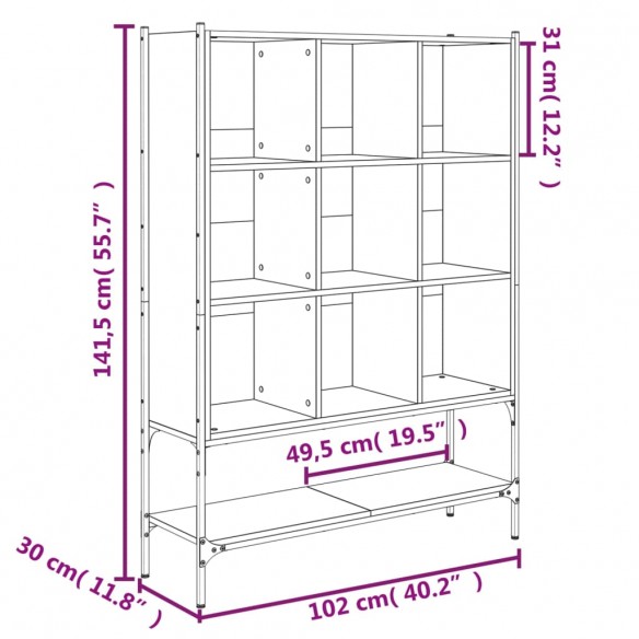 Bibliothèque chêne marron 102x30x141,5 cm bois d'ingénierie