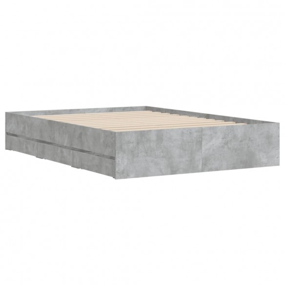 Cadre de lit et tiroirs gris béton 120x190 cm bois d'ingénierie