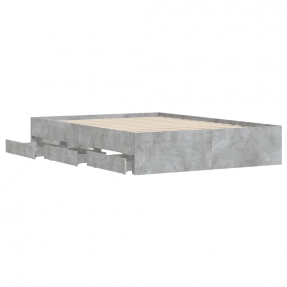Cadre de lit et tiroirs gris béton 120x190 cm bois d'ingénierie