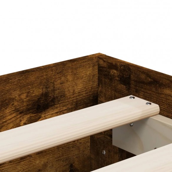 Cadre de lit et tiroirs chêne fumé 200x200 cm bois d'ingénierie