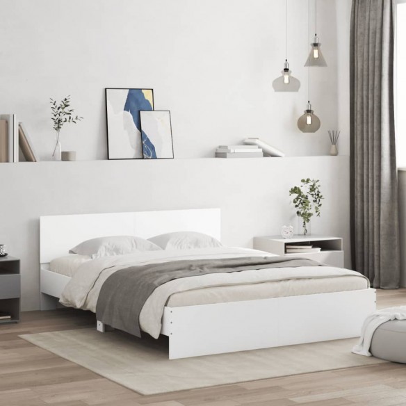 Cadre de lit avec tête de lit blanc 140x190 cm