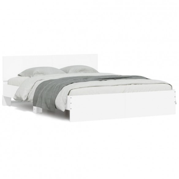 Cadre de lit avec tête de lit blanc 140x190 cm