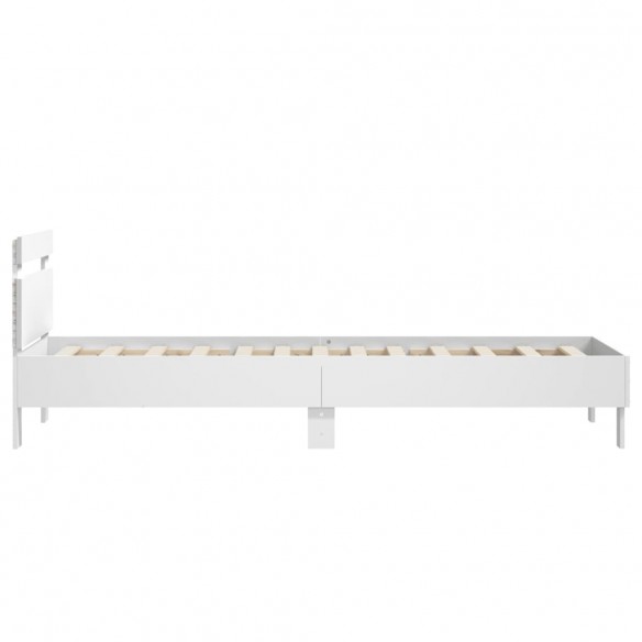 Cadre de lit avec tête de lit et lumières LED blanc 75x190 cm