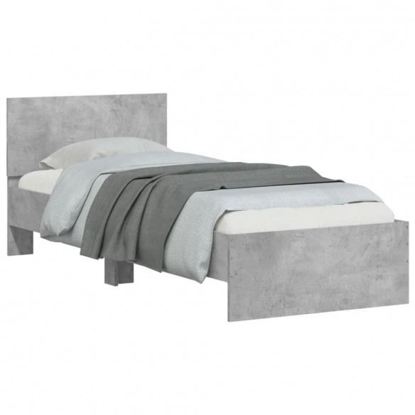 Cadre de lit tête de lit gris béton 75x190 cm bois ingénierie