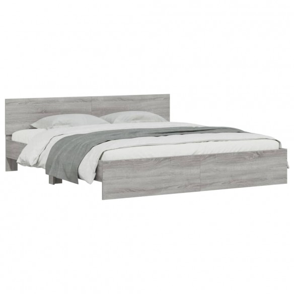 Cadre de lit avec tête de lit sonoma gris 200x200 cm