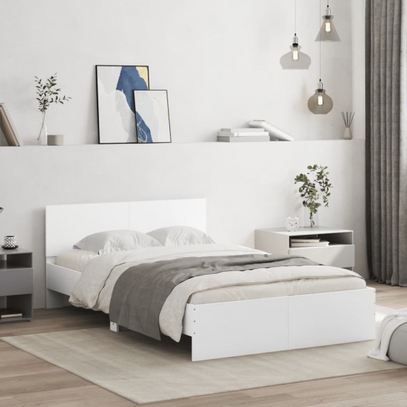 Cadre de lit avec tête de lit blanc 135x190 cm