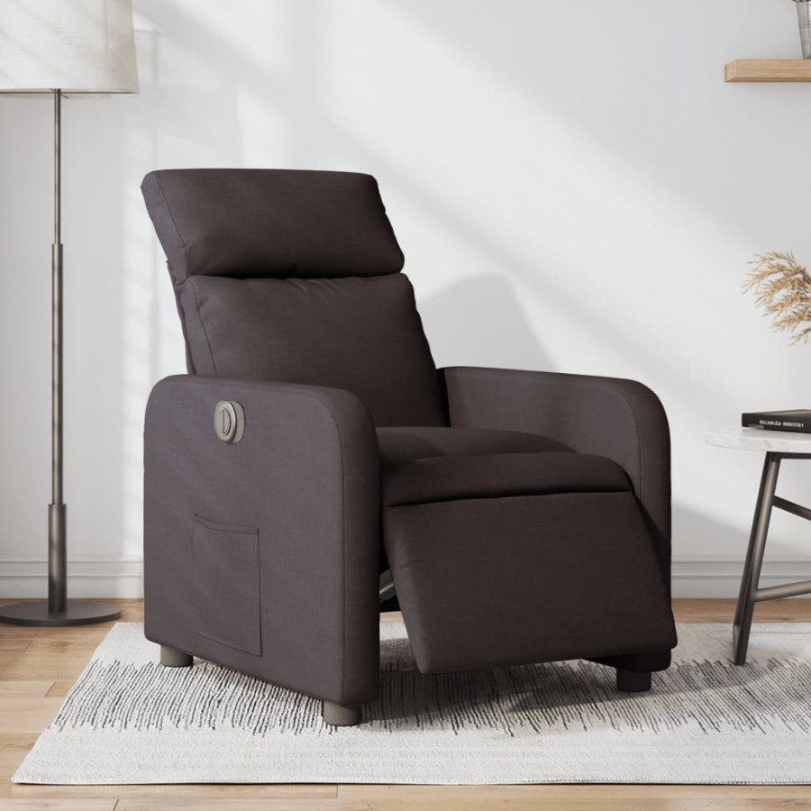 Fauteuil inclinable électrique Marron foncé Tissu