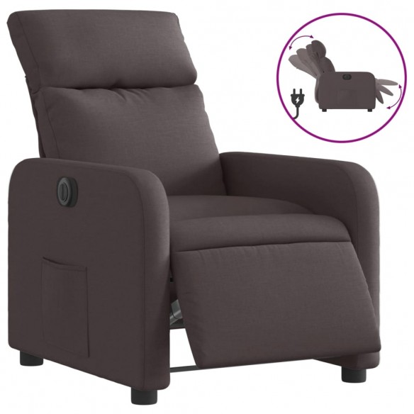 Fauteuil inclinable électrique Marron foncé Tissu