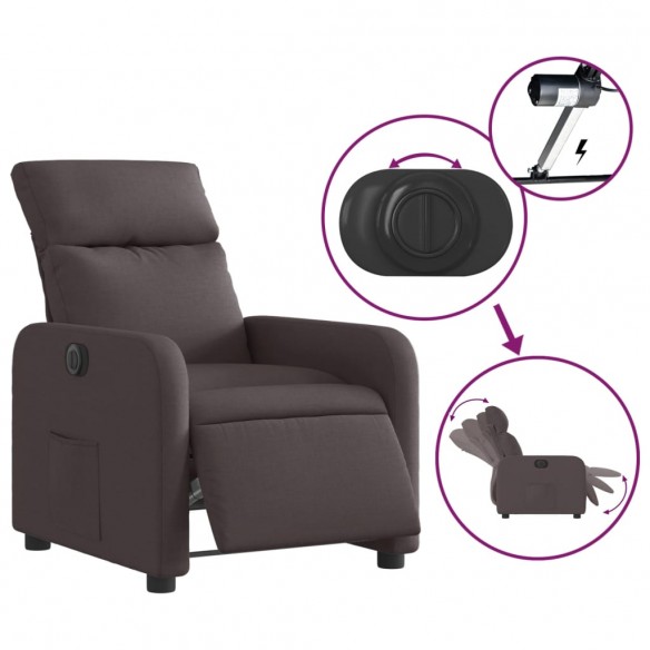 Fauteuil inclinable électrique Marron foncé Tissu