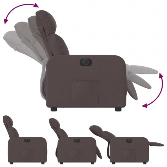 Fauteuil inclinable électrique Marron foncé Tissu