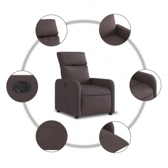 Fauteuil inclinable électrique Marron foncé Tissu