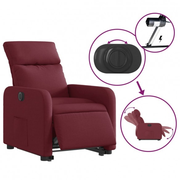 Fauteuil inclinable électrique rouge bordeaux tissu