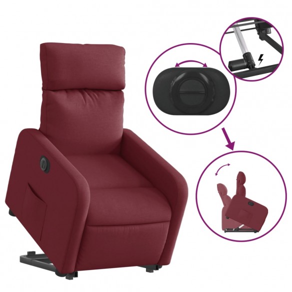 Fauteuil inclinable électrique rouge bordeaux tissu