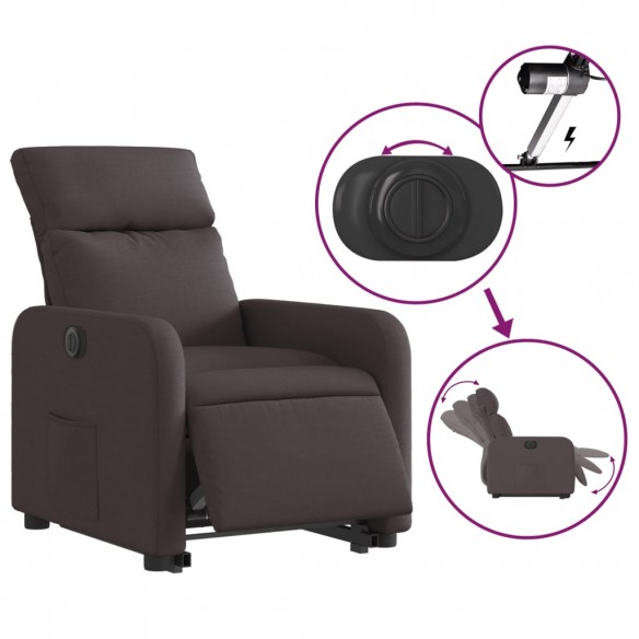 Fauteuil inclinable électrique marron foncé tissu