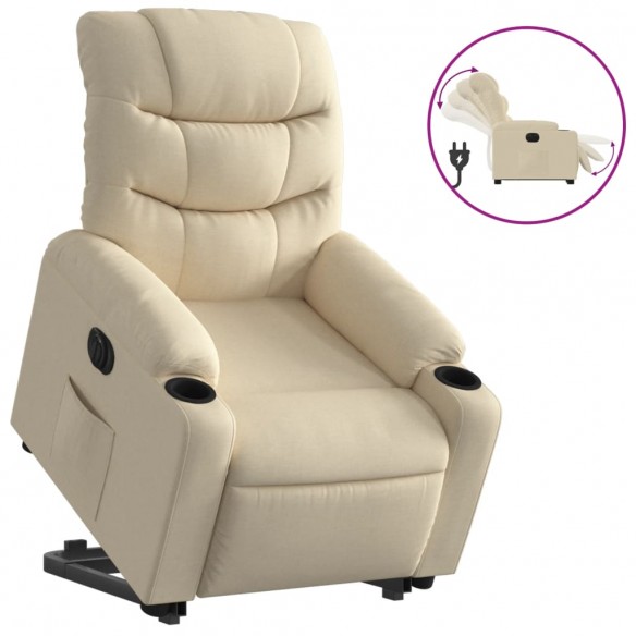 Fauteuil inclinable électrique crème tissu