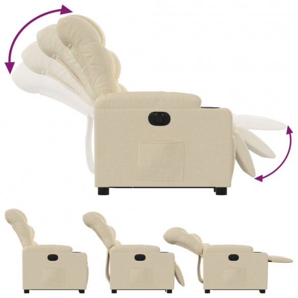 Fauteuil inclinable électrique crème tissu