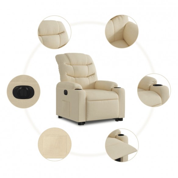 Fauteuil inclinable électrique crème tissu