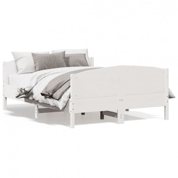 Cadre de lit avec tête de lit blanc 160x200 cm bois pin massif