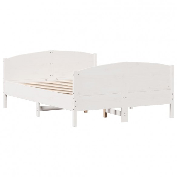 Cadre de lit avec tête de lit blanc 160x200 cm bois pin massif