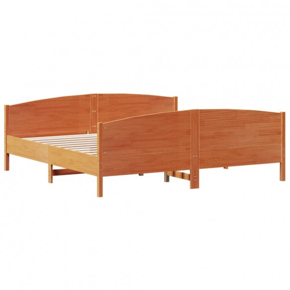 Cadre de lit et tête de lit cire marron 200x200 cm bois de pin