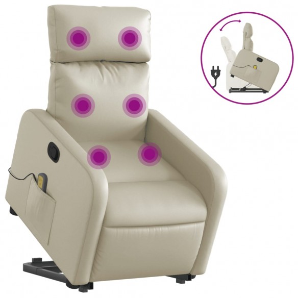 Fauteuil inclinable de massage Crème Similicuir