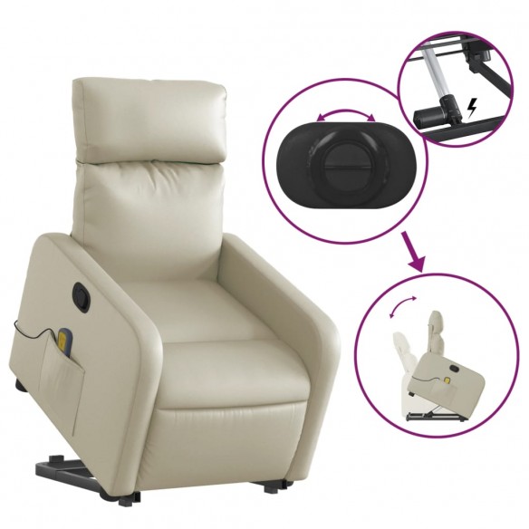 Fauteuil inclinable de massage Crème Similicuir